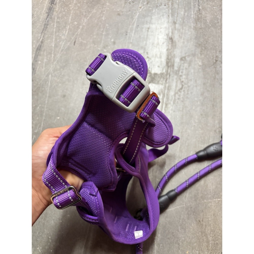 Barkbay Large Purple Dog Harness and Reflective Rope Leash Combo - Picture 3 of 7